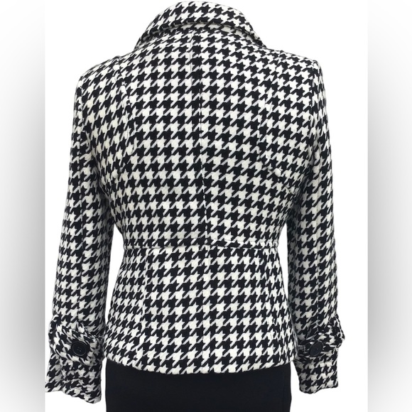Houndstooth Double Breasted Coat Sz S - Picture 2 of 8